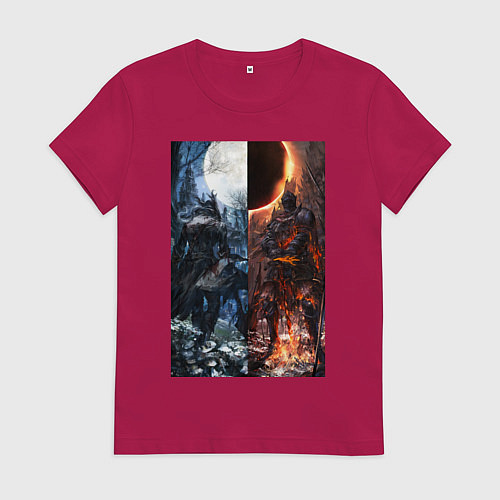 Женская футболка Dark Souls x Bloodborne Дарк Соулс / Маджента – фото 1