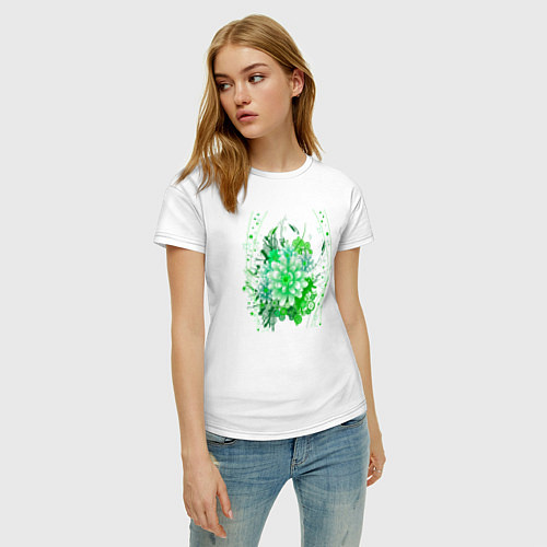 Женская футболка Пышная яркая зелень / Белый – фото 3
