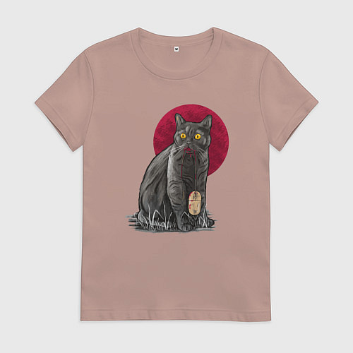 Женская футболка Кот программист и мышка / Пыльно-розовый – фото 1