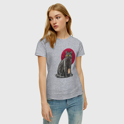 Женская футболка Кот программист и мышка / Меланж – фото 3