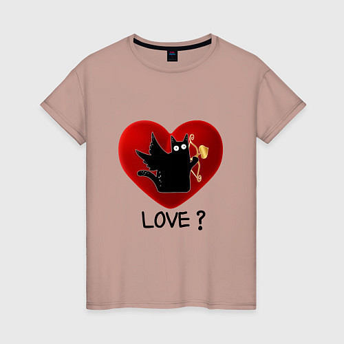 Женская футболка WHAT CAT LOVE Сердце / Пыльно-розовый – фото 1