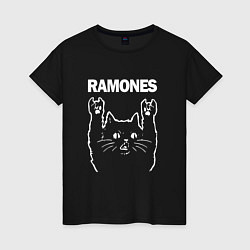 Футболка хлопковая женская RAMONES, РАМОНЕС, цвет: черный