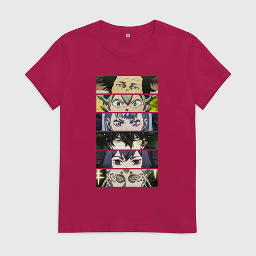 Женская футболка Чнерный Клевер Black Clover, персонажи / Маджента – фото 1