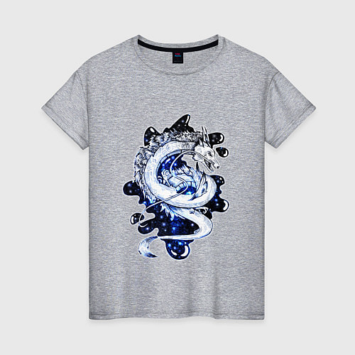 Женская футболка Дракон Хаку - хранитель реки / Меланж – фото 1