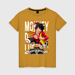 Футболка хлопковая женская One Piece Monkey Большой Куш Манки, цвет: горчичный