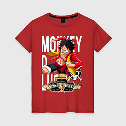 Футболка хлопковая женская One Piece Monkey Большой Куш Манки, цвет: красный