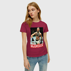 Футболка хлопковая женская Конор МакГрегор McGregor, цвет: маджента — фото 2