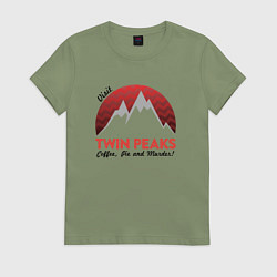 Футболка хлопковая женская Твин Пикс 2022 ltd, цвет: авокадо