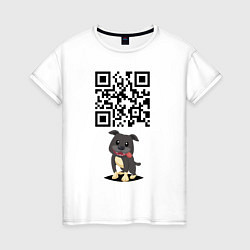 Футболка хлопковая женская Sex, milk, rock n roll! QR code!, цвет: белый