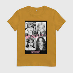 Футболка хлопковая женская Blackpink K-pop, цвет: горчичный