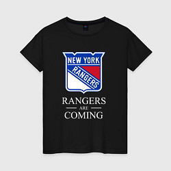 Футболка хлопковая женская Rangers are coming, Нью Йорк Рейнджерс, New York R, цвет: черный