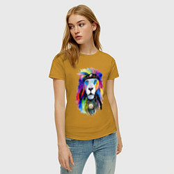 Футболка хлопковая женская Color lion! Neon!, цвет: горчичный — фото 2