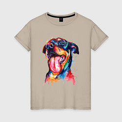 Футболка хлопковая женская Color rottweiler, цвет: миндальный