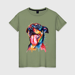 Женская футболка Color rottweiler