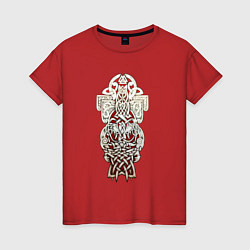 Футболка хлопковая женская Крест викингов, цвет: красный