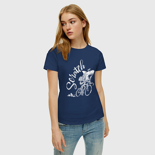 Женская футболка Scratch - трековые велогонки / Тёмно-синий – фото 3