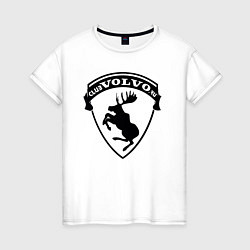 Футболка хлопковая женская VOLVO логотип чёрный, цвет: белый