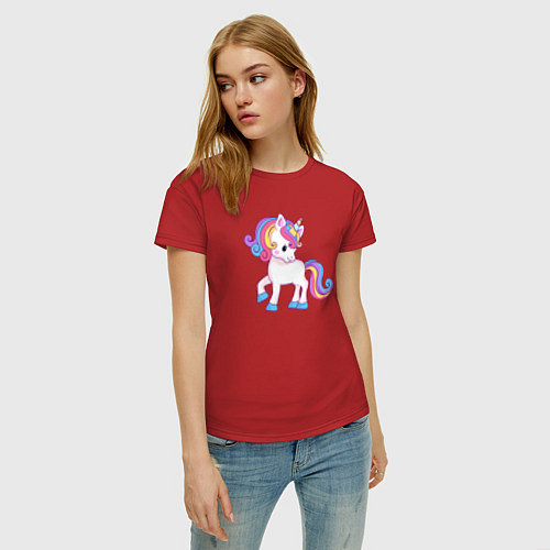 Женская футболка Единорог unicorn / Красный – фото 3