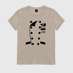 Футболка хлопковая женская Поварской фартук, цвет: миндальный