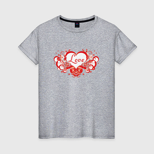 Женская футболка Любовное Сердце Love / Меланж – фото 1