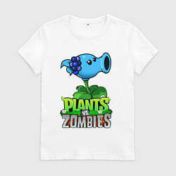 Футболка хлопковая женская Plants vs Zombies Морозный Горох, цвет: белый