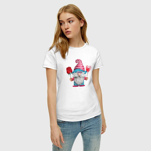 Женская футболка Гном влюбленный / Белый – фото 3