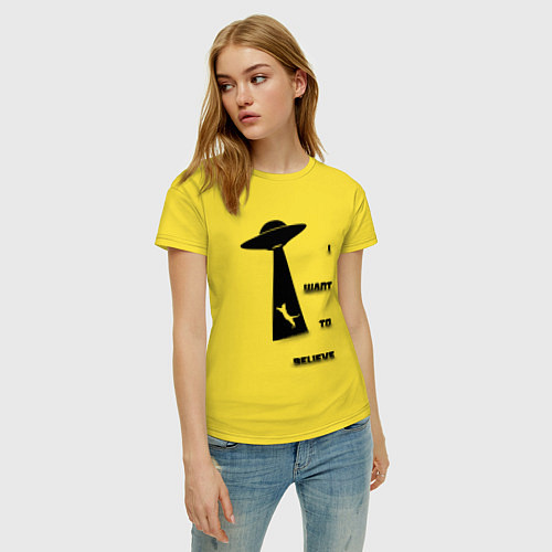 Женская футболка I want to believe CAT / Желтый – фото 3