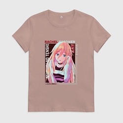 Футболка хлопковая женская Ангел кровопролития Satsuriku no Tenshi, Рэйчел Га, цвет: пыльно-розовый
