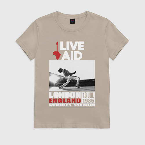 Женская футболка QUEEN LIVE AID 1985 / Миндальный – фото 1
