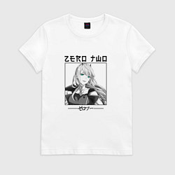Футболка хлопковая женская Милый во Франксе Darling in the Franxx, Zero Two, цвет: белый