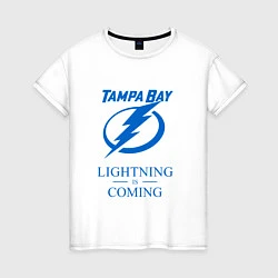 Футболка хлопковая женская Tampa Bay Lightning is coming, Тампа Бэй Лайтнинг, цвет: белый