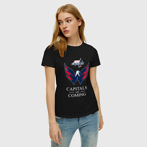 Женская футболка Washington Capitals are coming, Вашингтон Кэпиталз / Черный – фото 3