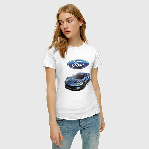 Женская футболка Ford - legendary racing team! / Белый – фото 3