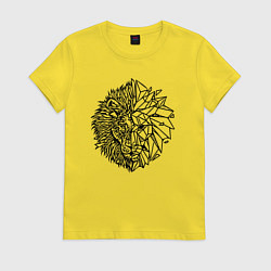 Футболка хлопковая женская Лев голограмма, цвет: желтый