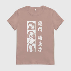 Футболка хлопковая женская Клинок, рассекающий демонов Незуко, цвет: пыльно-розовый