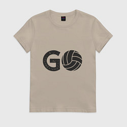 Футболка хлопковая женская Go Volleyball, цвет: миндальный