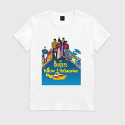 Футболка хлопковая женская The Beatles on a Yellow Submarine, цвет: белый
