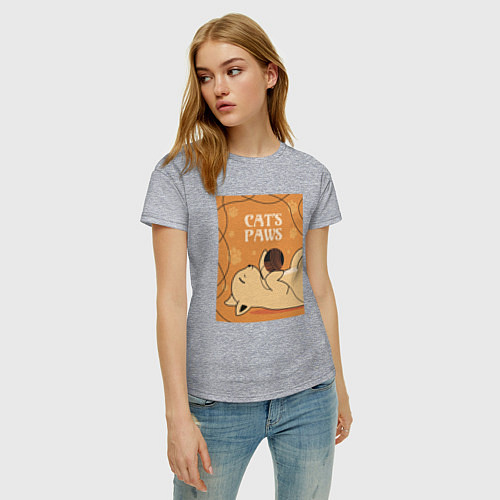 Женская футболка Котик с клубком ниток / Меланж – фото 3