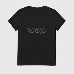 Футболка хлопковая женская FC Barcelona - Multicolor 2022 Barca, цвет: черный