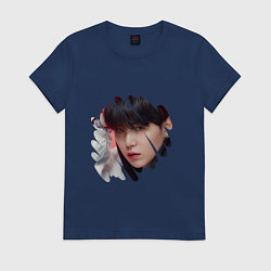 Футболка хлопковая женская Agust D SUGA BTS, цвет: тёмно-синий