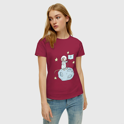 Женская футболка Мышь-космонавт / Маджента – фото 3