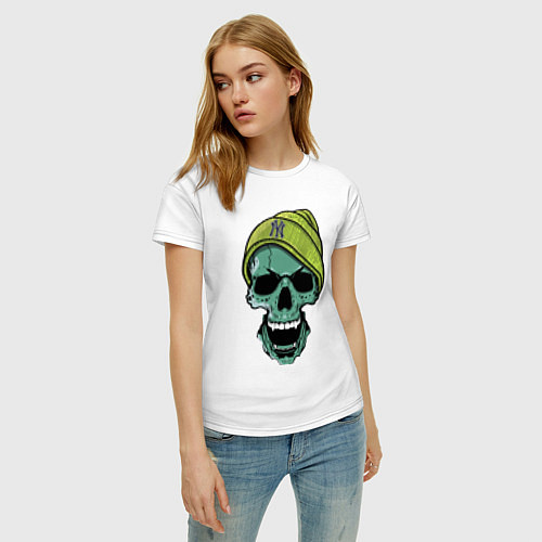 Женская футболка New York Yankees Cool skull / Белый – фото 3