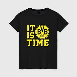 Футболка хлопковая женская Borussia Dortmund Боруссия Дортмунд, цвет: черный