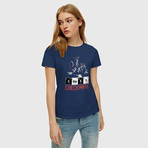 Женская футболка ШАХМАТЫ - ШАХ И МАТ / Тёмно-синий – фото 3