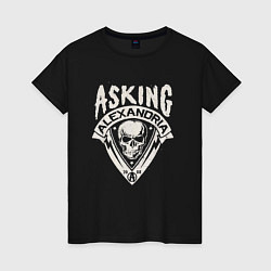 Футболка хлопковая женская Asking Alexandria рок группа, цвет: черный