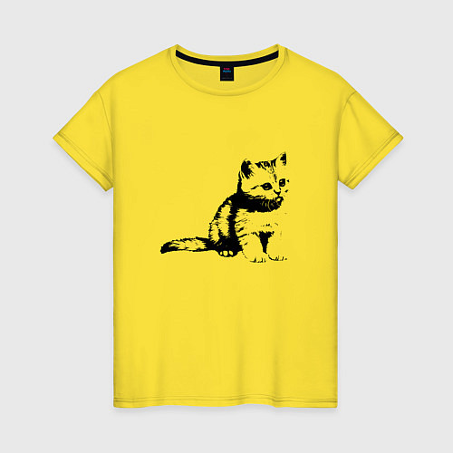 Женская футболка Милый котенок Kitty / Желтый – фото 1