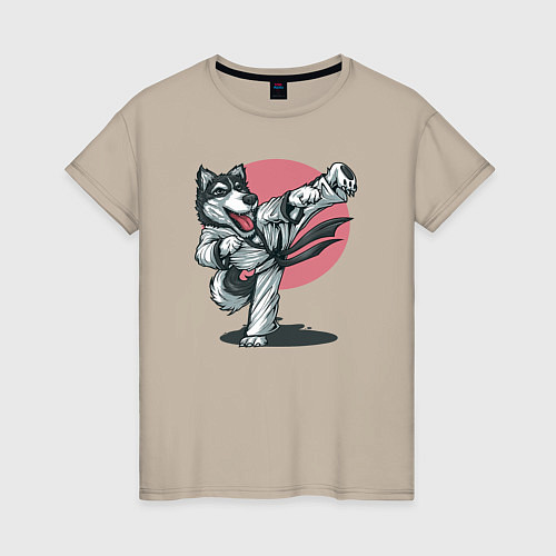 Женская футболка Волк боец / Миндальный – фото 1