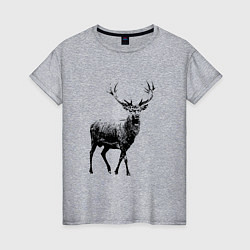 Футболка хлопковая женская Черный олень Black Deer, цвет: меланж