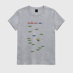 Футболка хлопковая женская Игра Doodle Jump, цвет: меланж