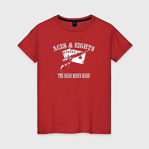 Женская футболка Тузы и Восьмерки - рука мертвеца / Красный – фото 1